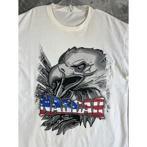 Nascar Graphic Tee TShirt Large Red White Blue Eagle USA Patriotic Racing Auto
